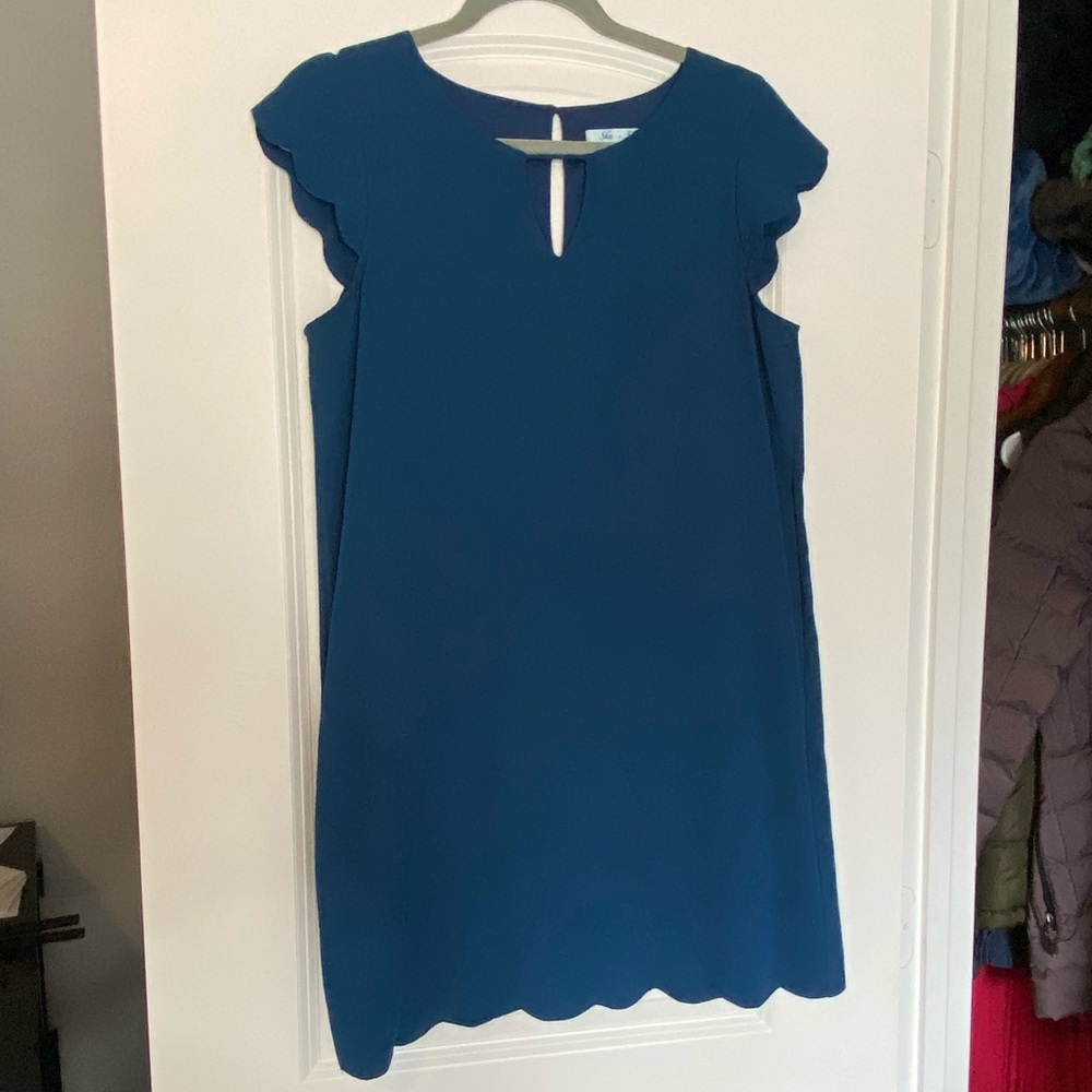 She + Sky | Blue Scalloped Hem Dress